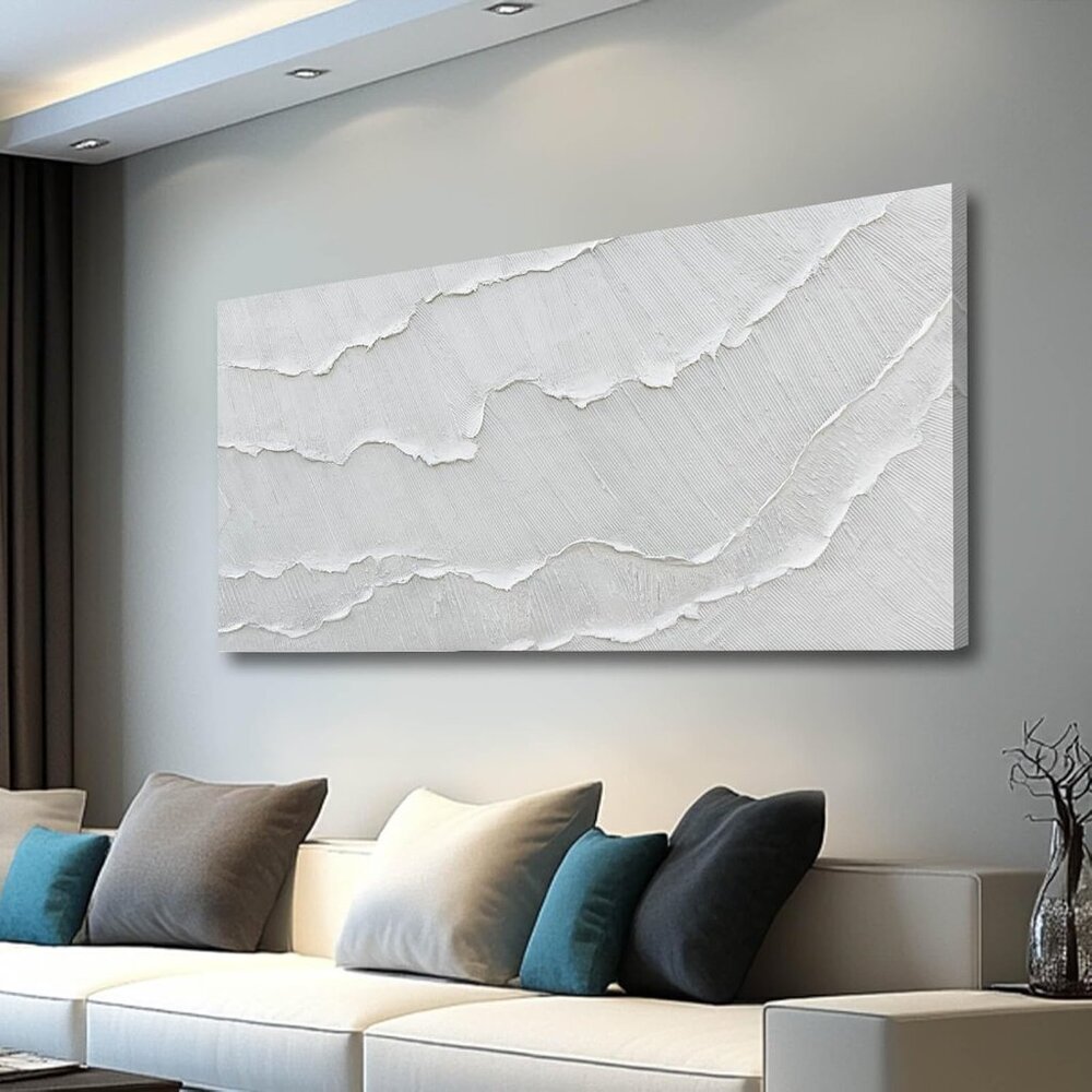 Stunning Gray-White Abstract Canvas Frame for Elegant Living Spaces 29x58